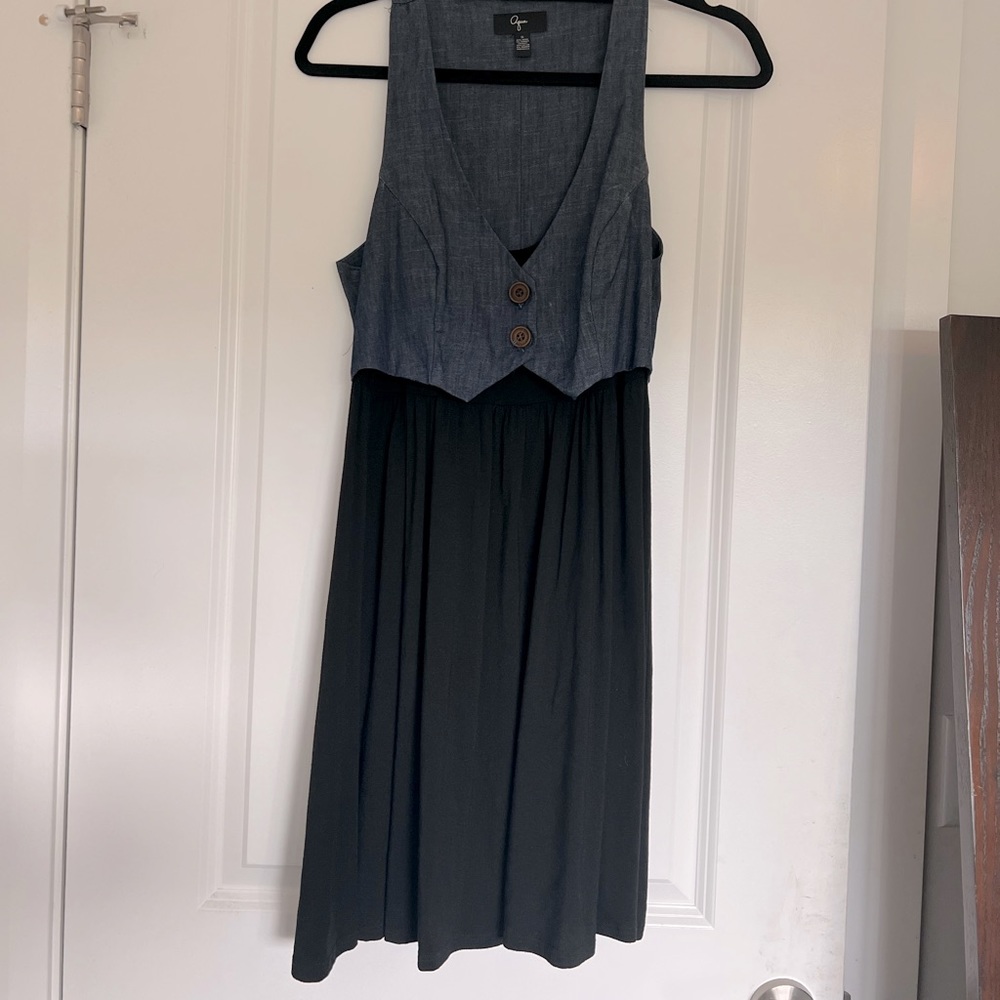 Aqua Dress with attached Denim Vest